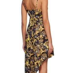 Elegant Asymmetrical Dress in Black and Gold